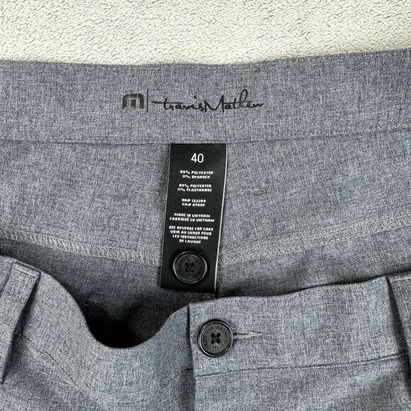 TRAVIS MATHEW Mens Performance Golf Tapered Fit Stretch Grey Flat Front Pants - Picture 3 of 7